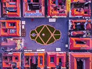 Ancient Monument Prints: Union Square aerial view with the surrounding baroque style buildings