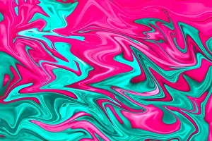 Acrylic Prints: unique digital fluid art technique background in pink and turquoise colors