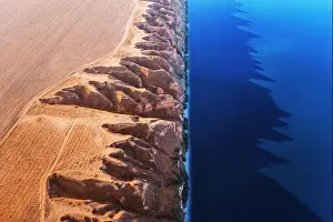 Unique hilly shores on the Black Sea coast in southern Ukraine. Landscape photography
