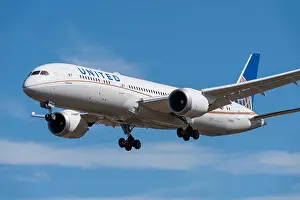 In The Air Prints: United Airlines Boeing 787-9 Dreamliner jet airliner plane N26967 landing at London Heathrow Airport in Hounslow