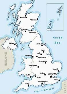 United Kingdom map vector - major cities marked on map of the UK