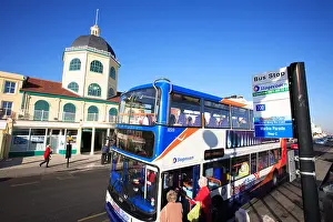 Liner Prints: united kingdom west sussex worthing a double decker bus in front of the dome cinema