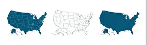 World Map Prints: United States of America map. USA map with and without states isolated, vector