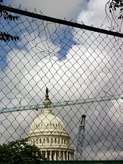 Capitol Prints: United States Capitol Building With Construction Cranes Washington DC USA