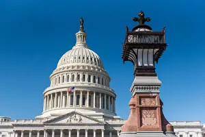 American Flag Prints: United States US Capitol building east facade in Washington DC, USA