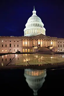 Washington Dc Prints: United States Capitol at night, Washington DC
