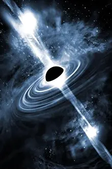 Infinity Prints: Universe realistic black hole space background 3D Illustration