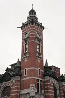 Yokohama Prints: The unmistakable red brick tower of the Yokohama Port Opening Memorial Hall