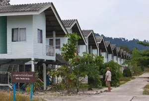 Villager Prints: Unoccupied housing in the village of Ben Lion on KOH PHRA THONG ISLAND built after the 2004 Tsunami - THAILAND