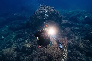 Water Sport Prints: Unrecognizable male scuba diver