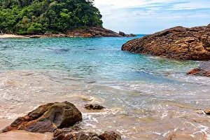 Surrounded Prints: Untouched and deserted beach, surrounded by rainforest