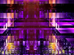 Cyberpunk Prints: Unusual construction of translucent blocks - abstract 3d illustration