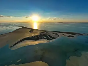 Sea Of Azov Prints: Unusual islands on a brilliant lake, top view, drone camera