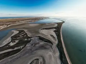 Sea Of Azov Prints: Unusual islands on a brilliant lake, top view, drone camera