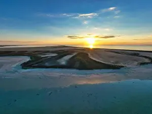 Sea Of Azov Prints: Unusual islands on a brilliant lake, top view, drone camera