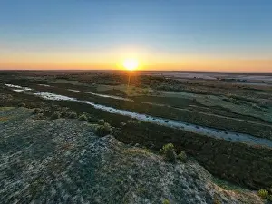 Sea Of Azov Prints: Unusual islands on a brilliant lake, top view, drone camera