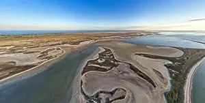 Sea Of Azov Prints: Unusual islands on a brilliant lake, top view, drone camera