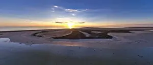 Sea Of Azov Prints: Unusual islands on a brilliant lake, top view, drone camera