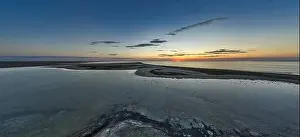 Sea Of Azov Prints: Unusual islands on a brilliant lake, top view, drone camera