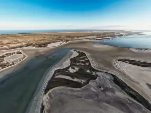 Sea Of Azov Prints: Unusual islands on a brilliant lake, top view, drone camera