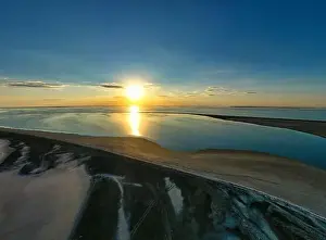 Sea Of Azov Prints: Unusual islands on a brilliant lake, top view, drone camera