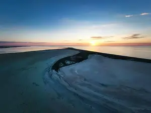 Sea Of Azov Prints: Unusual islands on a brilliant lake, top view, drone camera
