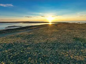 Sea Of Azov Prints: Unusual islands on a brilliant lake, top view, drone camera