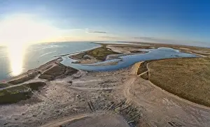 Sea Of Azov Prints: Unusual islands on a brilliant lake, top view, drone camera