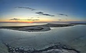 Sea Of Azov Prints: Unusual islands on a brilliant lake, top view, drone camera
