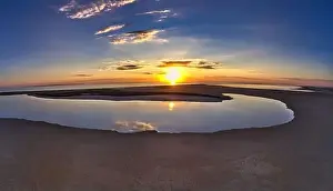 Sea Of Azov Prints: Unusual islands on a brilliant lake, top view, drone camera