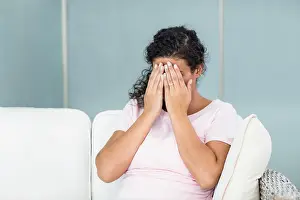 Homey Prints: Upset woman with hands on face