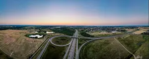 Expressway Prints: Urban Car Road Traffic Congestion Aerial Panoramic View