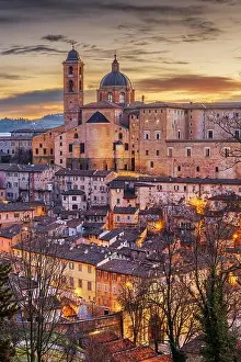Urbino, Italy medieval walled city in the Marche region at dawn