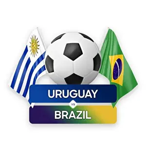 Uruguay vs Brazil national teams soccer football match competition concept