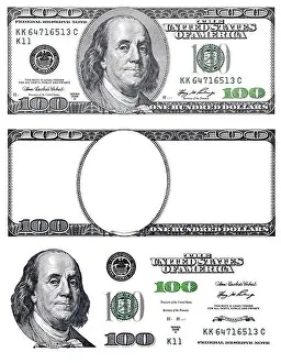 U.S. 100 dollar banknote. Elements for design purpose on white background