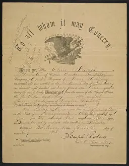 Ghiv Prints: U.S. Government Certificate to Discharge Private Cline Morris from Co