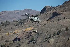Heavy Prints: A U.S. Marine Corps CH-53E Super Stallion transport helicopter with Marine Heavy Helicopter Squadron 466 (HMH-466)