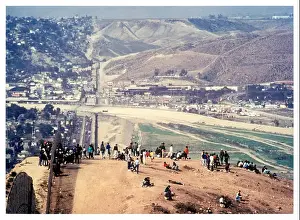 Migrants Prints: US-Mexico international border between Tijuana