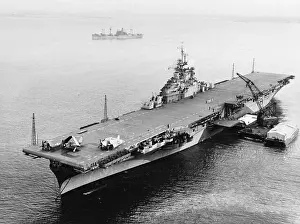 Vintage Photo Prints: The U.S. Navy aircraft carrier USS Bon Homme Richard (CV-31) anchored in New York harbor (USA)