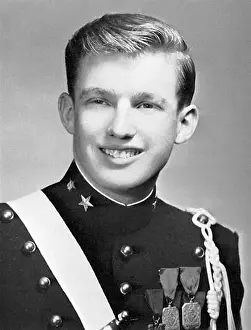 U.S President Donald Trump in his military school uniform pictured on page 107 of his 1964 New York Military Academy