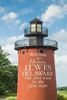 Delaware Prints: USA, Delaware, Lewes, Welcome to Lewes, sign