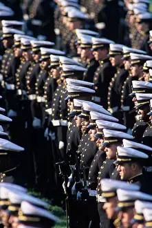 Conformity Prints: USA Maryland Cadets stand in formation at formal parade march at US Naval Academy in Annapolis