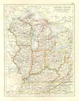 Indiana Prints: USA MID WEST. Wisconsin Michigan Illinois Ohio Indiana Kentucky TN, 1920 map