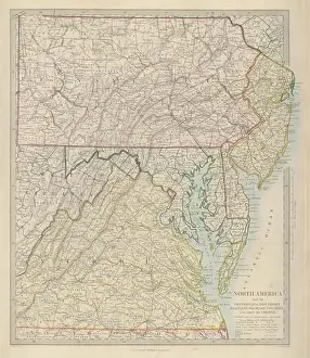 USA. Pennsylvania New Jersey Maryland Delaware DC Virginia. SDUK 1874 old map