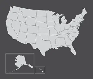 Topographical Prints: USA States map