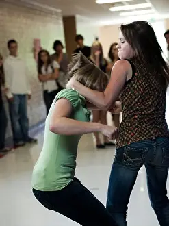 Face To Face Prints: USA, Utah, Spanish Fork, Two girls (14-17) fighting in school corridor