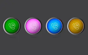 Refresh Prints: Very Useful Editable 24X7 Call Line Icon on 4 Colored Buttons