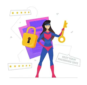 Superhero Prints: User verification metaphor flat design style vector illustration