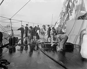 Sailors Prints: U.S.S. New York, scrubbing down, between 1893 and 1901