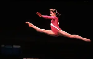 Sports Prints: USSR (Russian) Gymnast World 1985 AA champion in artistic gymnastics Oksana Omelianchik seen here at Wembley Arena